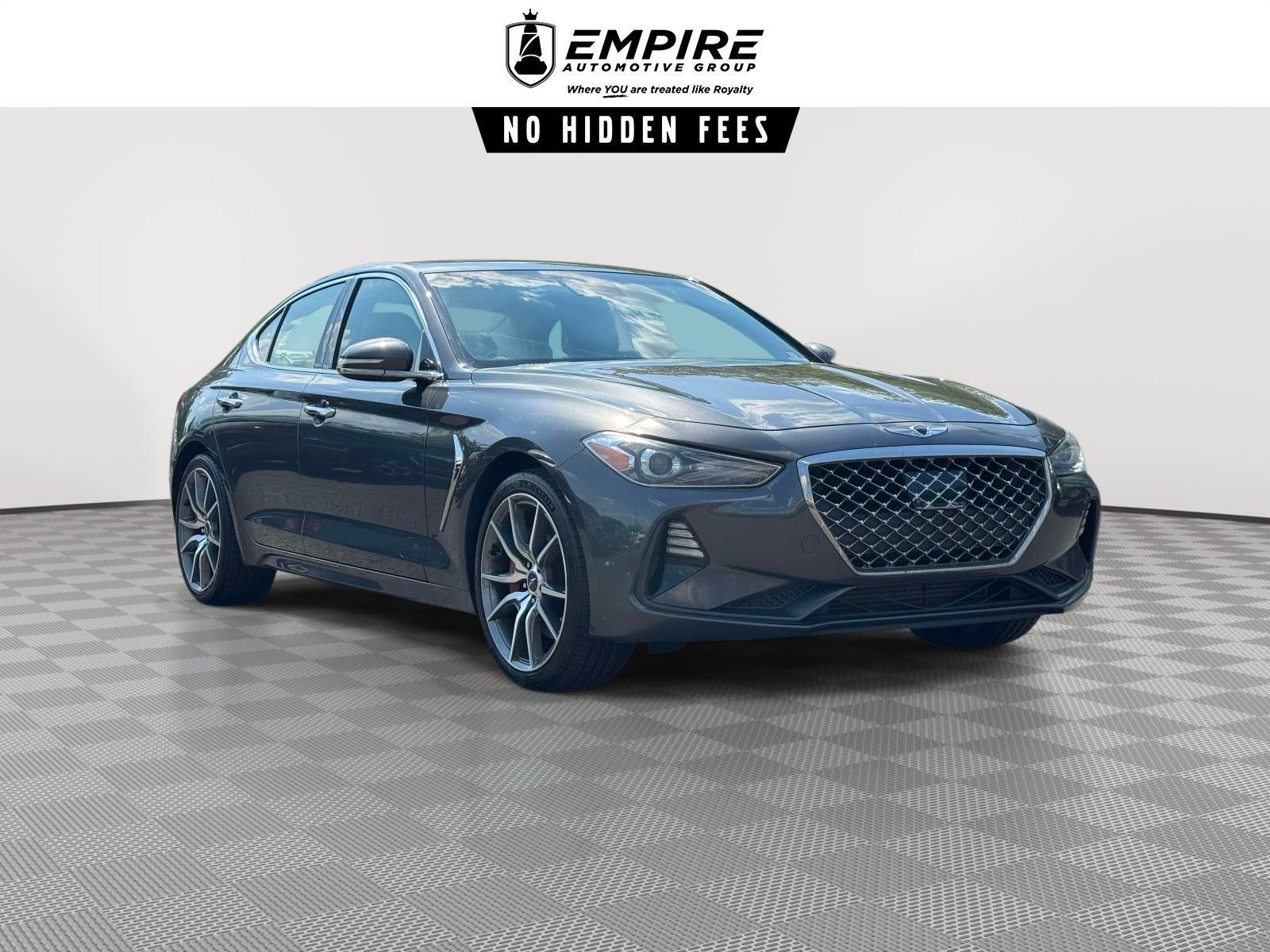 2019 Genesis G70 2.0T Sport in Himalayan Gray — front three-quarter view