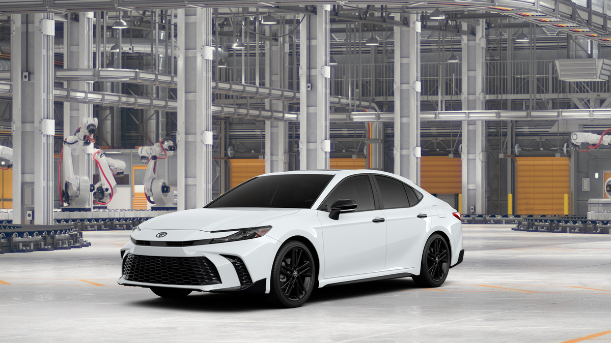2026 Toyota Camry Nightshade AWD in Ice Cap — front three-quarter view