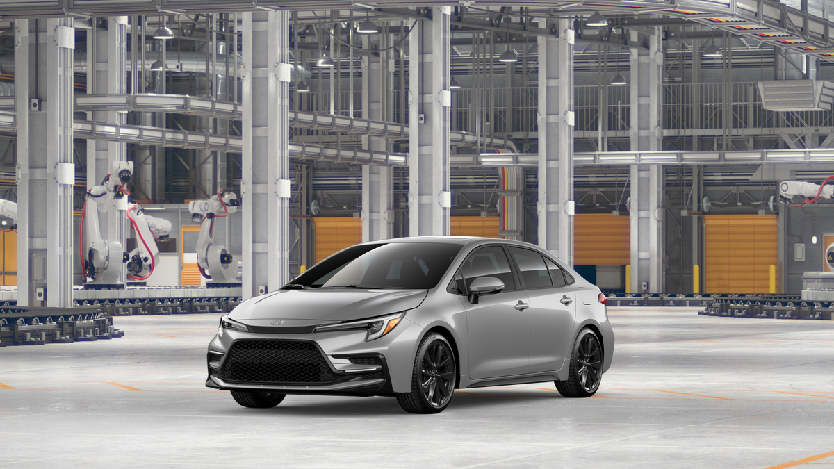2026 Toyota Corolla XSE in Classic Silver Metallic — front three-quarter view