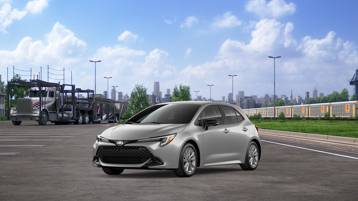 2026 Toyota Corolla Hatchback SE in Classic Silver Metallic — front three-quarter view